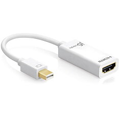 J5 Create UHD/4K adapter - Mini DP hane till HDMI hona, HDMI 1.4, DP 1.2, 4096x2160, 0,1m, vit