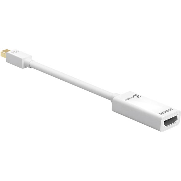 J5 Create UHD/4K adapter - Mini DP hane till HDMI hona, HDMI 1.4, DP 1.2, 4096x2160, 0,1m, vit - 3