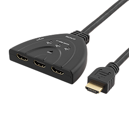 Deltaco HDMI-switch, tre ingångar till en utgång, 4K i 60Hz, 7.1 ljud, Ultra HD