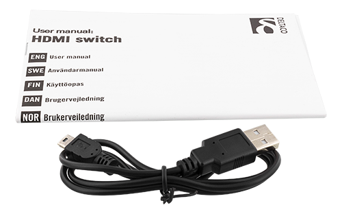 Deltaco HDMI-switch, tre ingångar till en utgång, 4K i 60Hz, 7.1 ljud, Ultra HD - 3