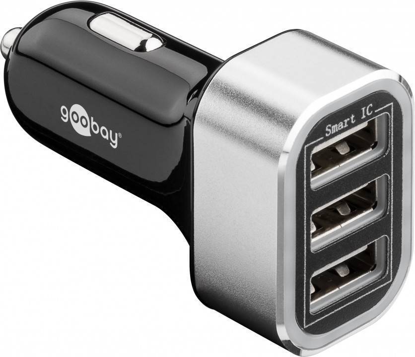 Goobay billaddare, 5.5 A, 3xUSB, svart/silver