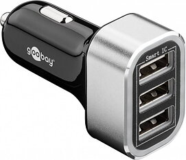 Goobay billaddare, 5.5 A, 3xUSB, svart/silver