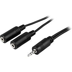 DELTACO Ljudkabel, 2,5mm stereo ha - 2x2,5mm stereo ho, 1m, svart