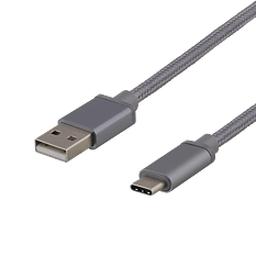 Deltaco USB-kabel, USB-C ha till USB-A ha, 1,5m, 3A, 60W, rymdgrå