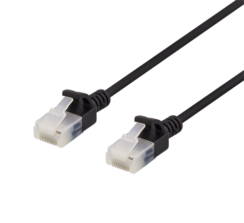 Deltaco U/UTP Cat6a patchkabel slim, 0,5m, svart