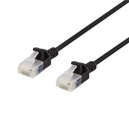 Deltaco U/UTP Cat6a patchkabel slim, 0,5m, svart