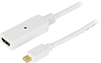 Deltaco Mini DisplayPort till HDMI-monitorkabel, 3m, vit