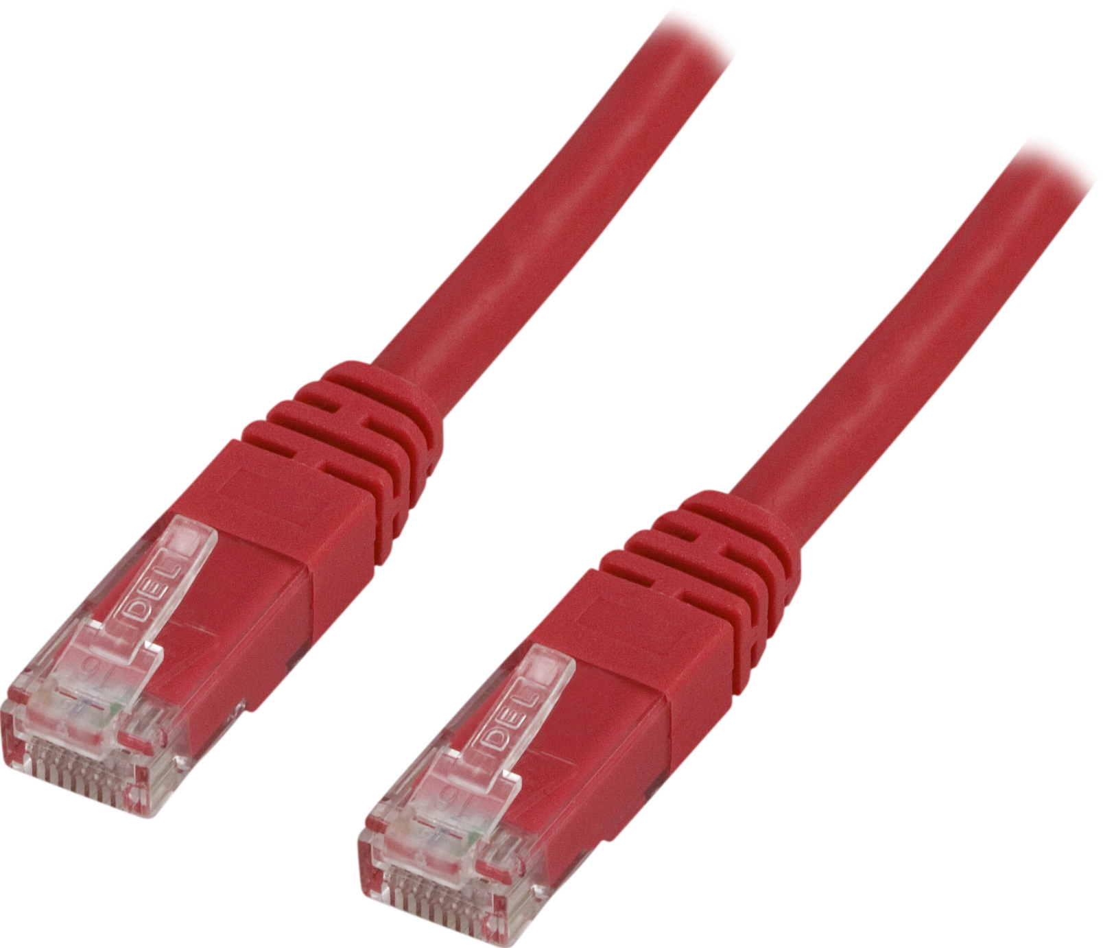 Deltaco U/UTP Cat6 patchkabel, 0,3m, röd