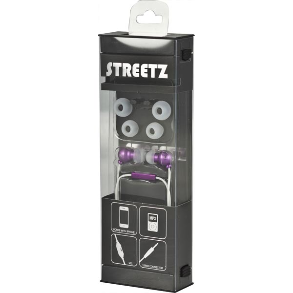 STREETZ in-ear headset för iPhone med 3,5mm anslutning, lila - 2
