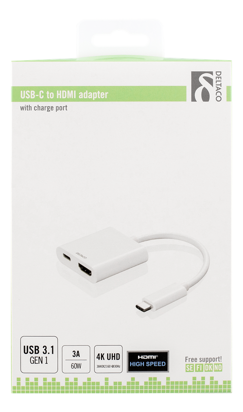 Deltaco USB-C till HDMI adapter, vit - 2