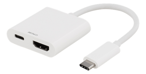 Deltaco USB-C till HDMI adapter, vit