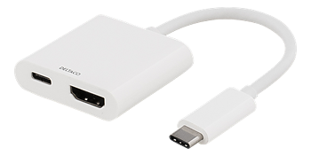 Deltaco USB-C till HDMI adapter, vit
