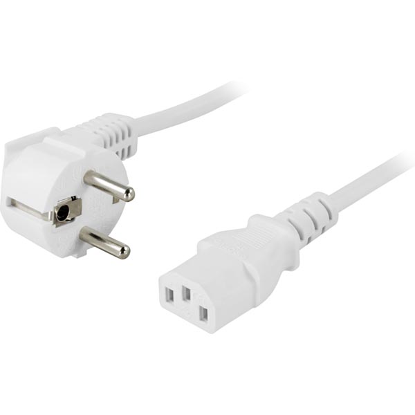 Deltaco Jordad apparatkabel, 0,2m, vit