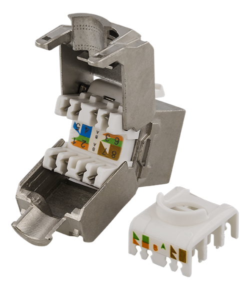 Deltaco  FTP Cat6a Keystone kontaktdon, skärmad, 22-26AWG, "Tool-free" - 2