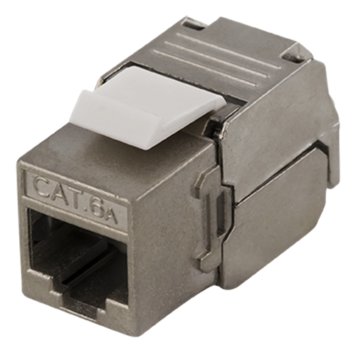 Deltaco  FTP Cat6a Keystone kontaktdon, skärmad, 22-26AWG, "Tool-free"