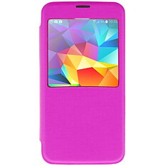 Deltaco flipcover, fodral med fönster i hårdplast för Samsung Galaxy S5, rosa