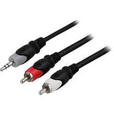 Deltaco Ljudkabel, 3,5mm ha - 2xRCA ha 0,5m, svart