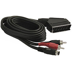 Deltaco 2xRCA ha & 1xminiDIN4 ha(S-Video) till SCART, 1,5m