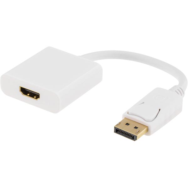 Deltaco DisplayPort till HDMI-adapter med ljud, guldpläterad, 4K, 0,2m, vit - 2