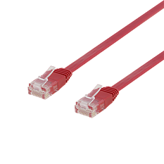 Deltaco U/UTP Cat6 patchkabel, flat, 1m, röd