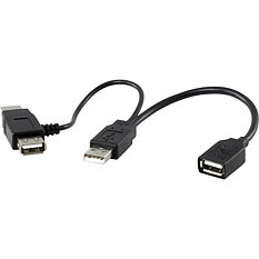 Deltaco USB-strömkabel, tar ström från 2xUSB-portar