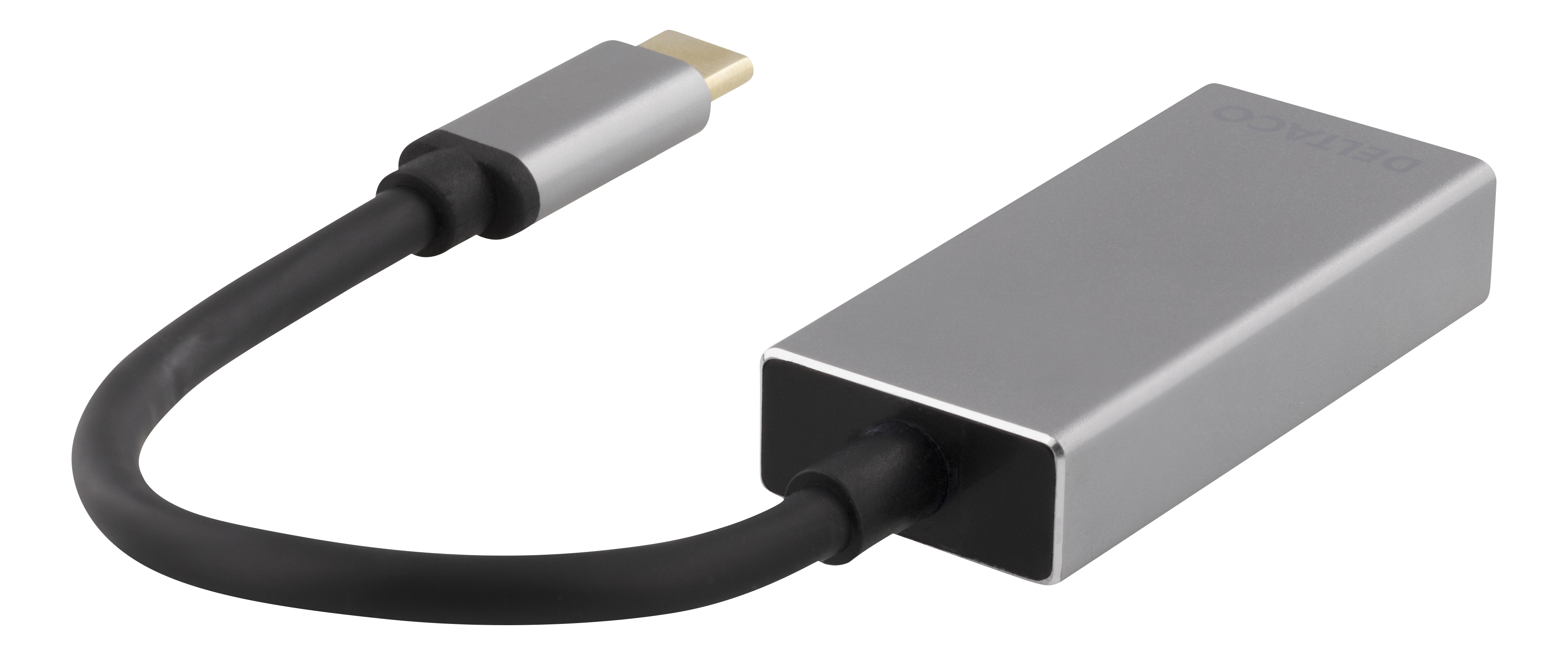 Deltaco USB-C till DisplayPort adapter, USB-C hane - DP hona, 3840x2160 i 60Hz, rymdgrå - 2
