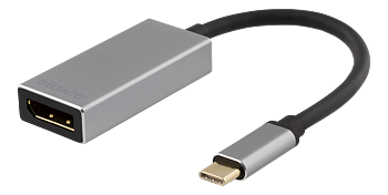 Deltaco USB-C till DisplayPort adapter, USB-C hane - DP hona, 3840x2160 i 60Hz, rymdgrå