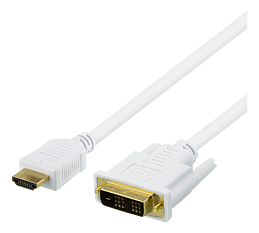 Deltaco HDMI till DVI-kabel, 10m, vit