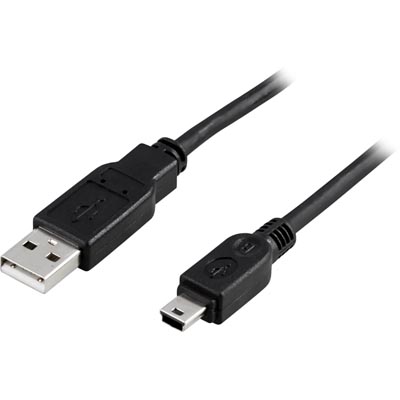 Deltaco USB-kabel, Typ A ha - Typ Mini B ha, 0,5m, svart