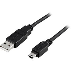 Deltaco USB-kabel, Typ A ha - Typ Mini B ha, 0,5m, svart