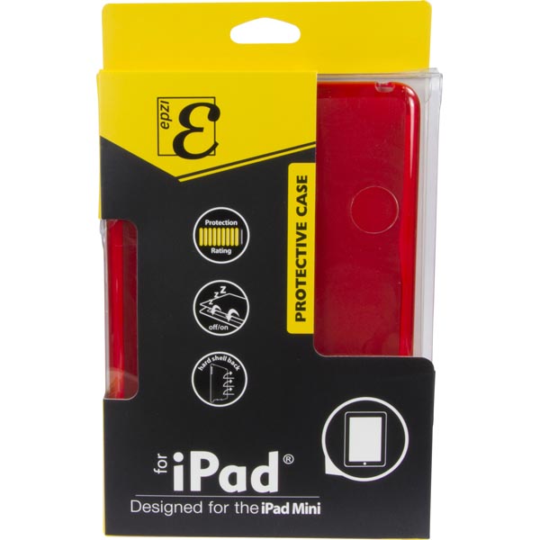 EPZI thermoplastskal för iPad mini, matt baksida, delvis transparent, röd - 2