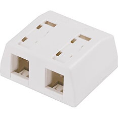 Deltaco vägguttag, utanpåliggande UTP, 2-portar, utan kontakter, Cat6