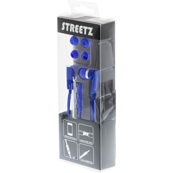 STREETZ in-ear headset för iPhone med mikrofon, blå - 2