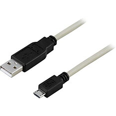 Deltaco USB-kabel, Typ A ha - Typ Micro B ha, 1m, grå/svart