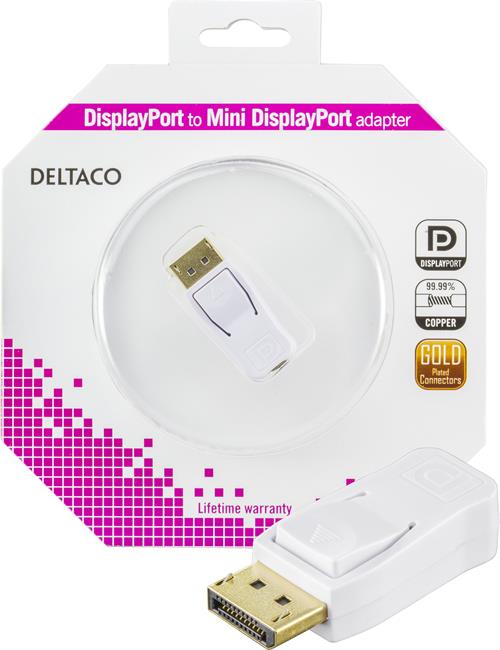 Deltaco DisplayPort till Mini DisplayPort, vit
