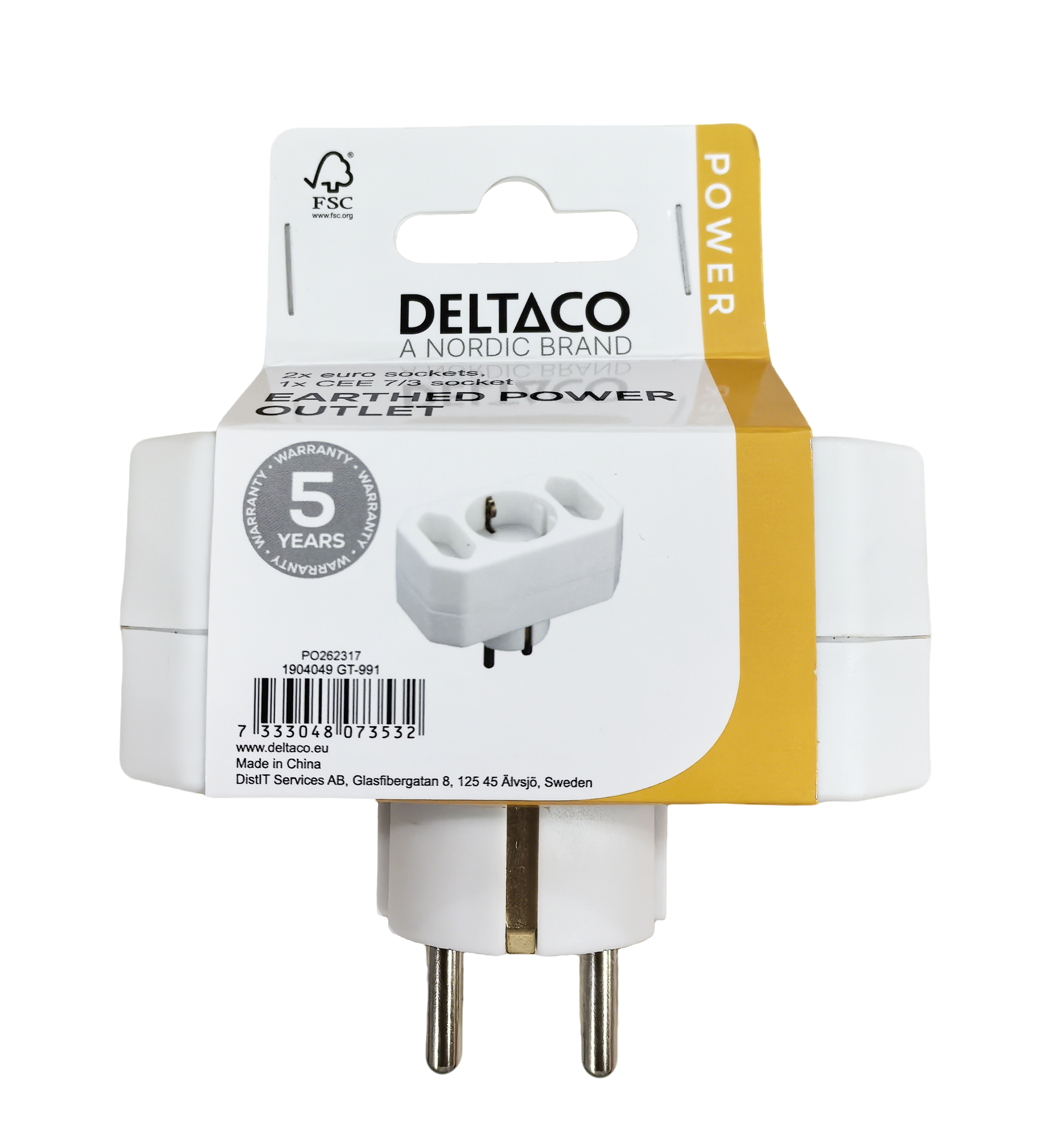 Deltaco jordat grenuttag 3-vägs - 3