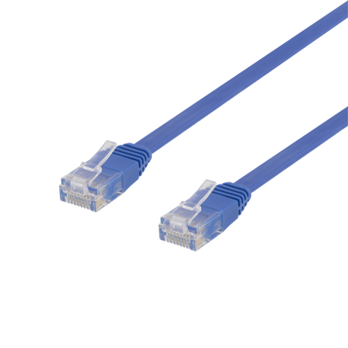 Deltaco U/UTP Cat6 patchkabel, flat, 2m, blå