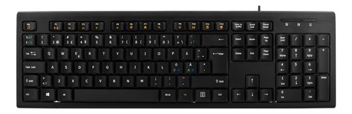 Deltaco Tangentbord, nordisk layout, USB, 1,1m kabel, svart - 3