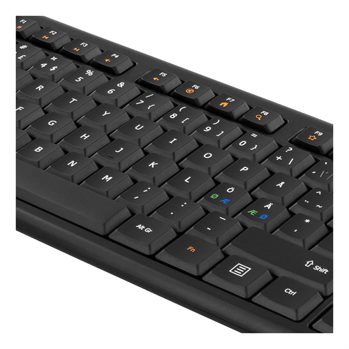 Deltaco Tangentbord, nordisk layout, USB, 1,1m kabel, svart - 2