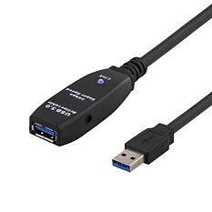 Deltaco Prime USB 3.0-förlängningskabel, aktiv, 5m, svart