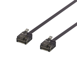 Deltaco U/UTP Cat6a patchkabel platt, 0,5m, svart