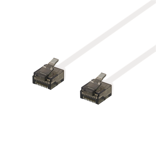 Deltaco U/UTP Cat6a patchkabel platt, 0,5m, vit
