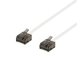 Deltaco U/UTP Cat6a patchkabel platt, 0,5m, vit