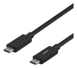 Deltaco USB-C till USB-C-kabel, 1m, 60W 3A, USB 3.1 Gen 1, svart
