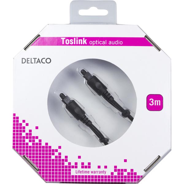 Deltaco Digital fiberkabel audio, Toslink-Toslink, 3m - 3