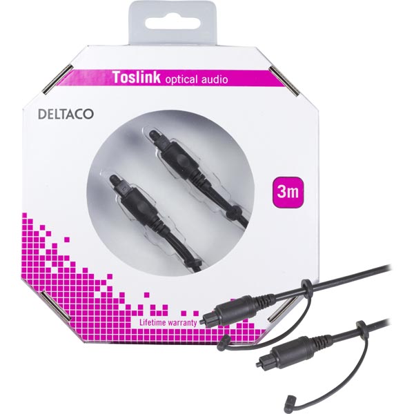 Deltaco Digital fiberkabel audio, Toslink-Toslink, 3m