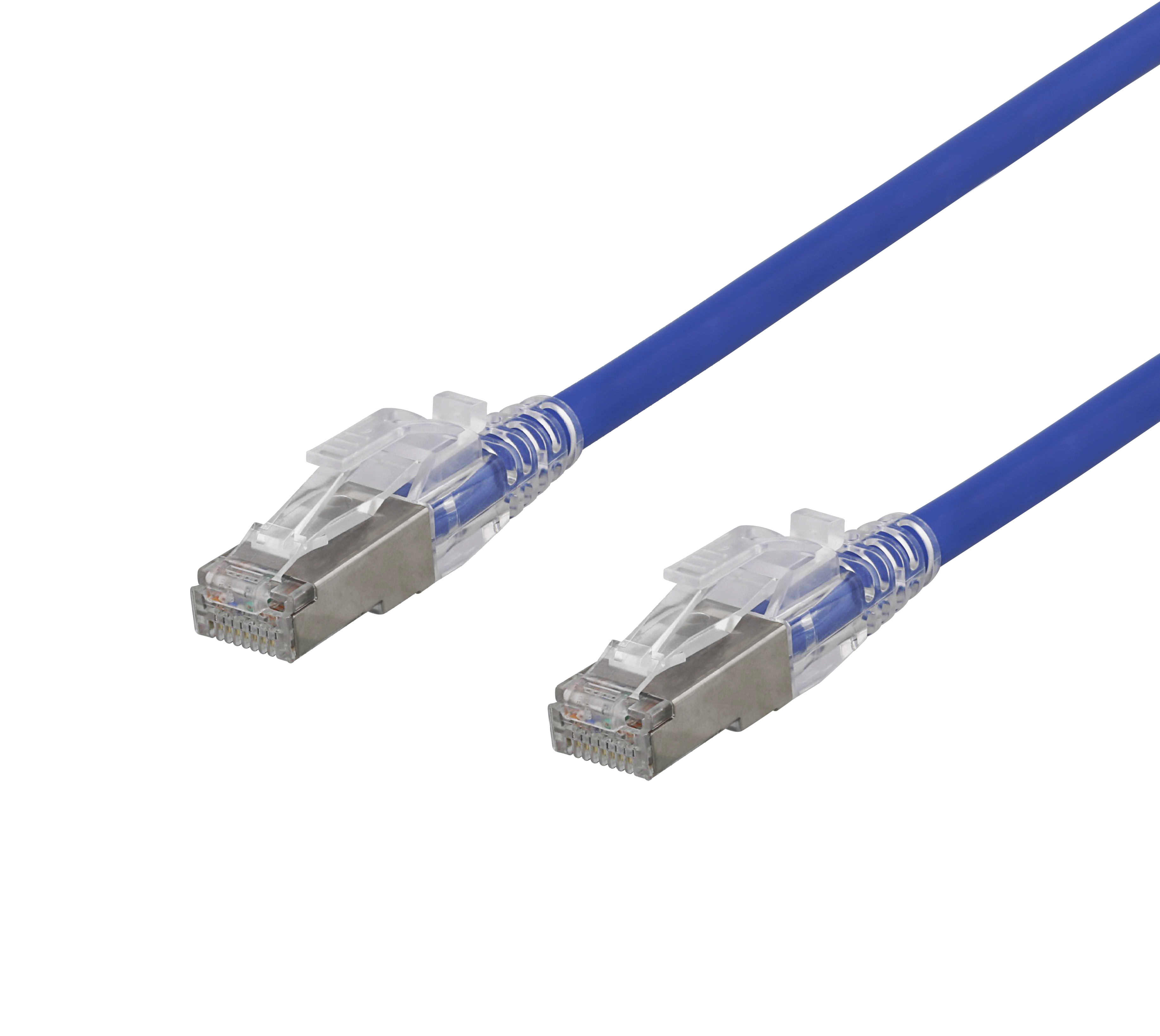 Deltaco S/FTP Cat6A patchkabel, 2m, låsbara kontakter, blå