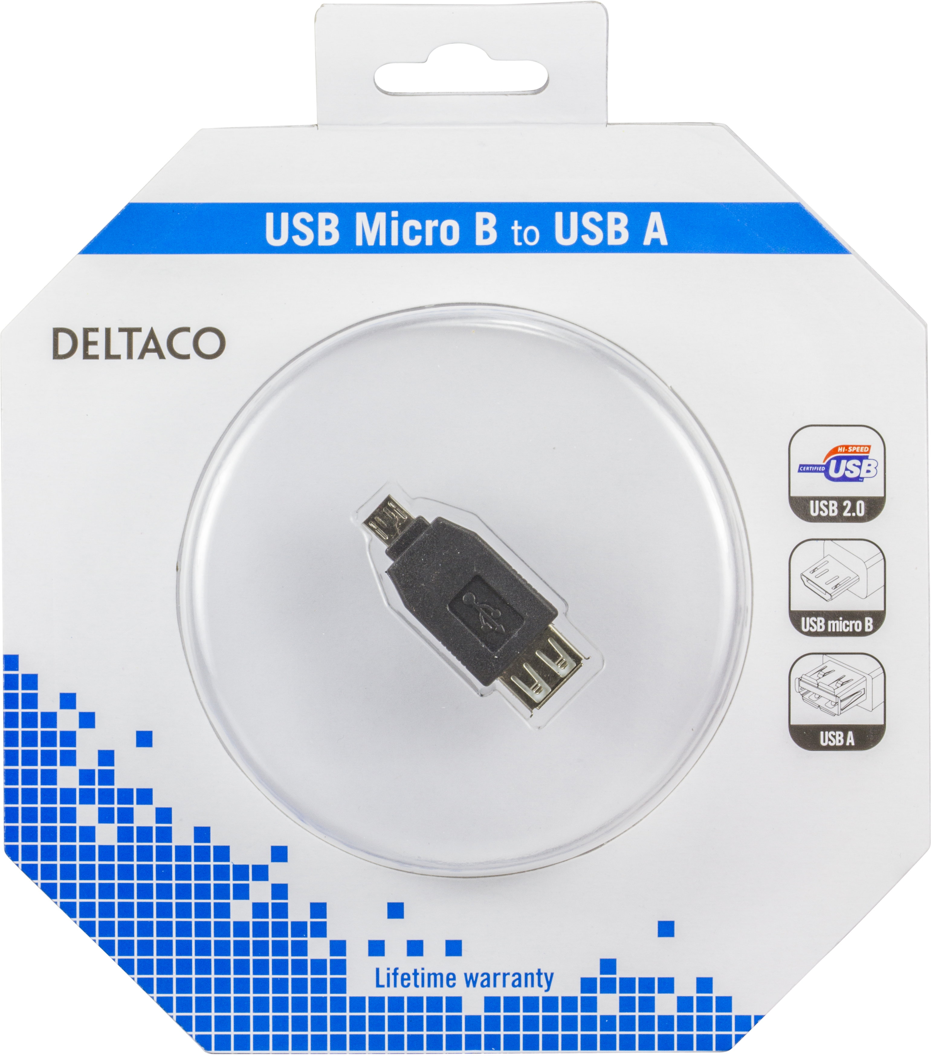 Deltaco USB-adapter Typ A ho - Typ Micro B ha, svart  - 4