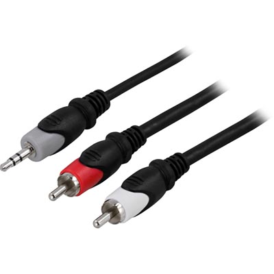 Deltaco Ljudkabel, 3,5mm ha - 2xRCA ha 5m