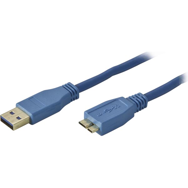 Deltaco USB 3.0 kabel, Typ A ha - Typ Micro B ha, guldplätterade kontakter, 2m, blå - 2